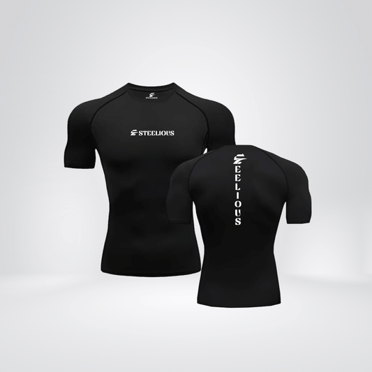 The "STEELIOUS" Short Sleeve Black Compression Shirt