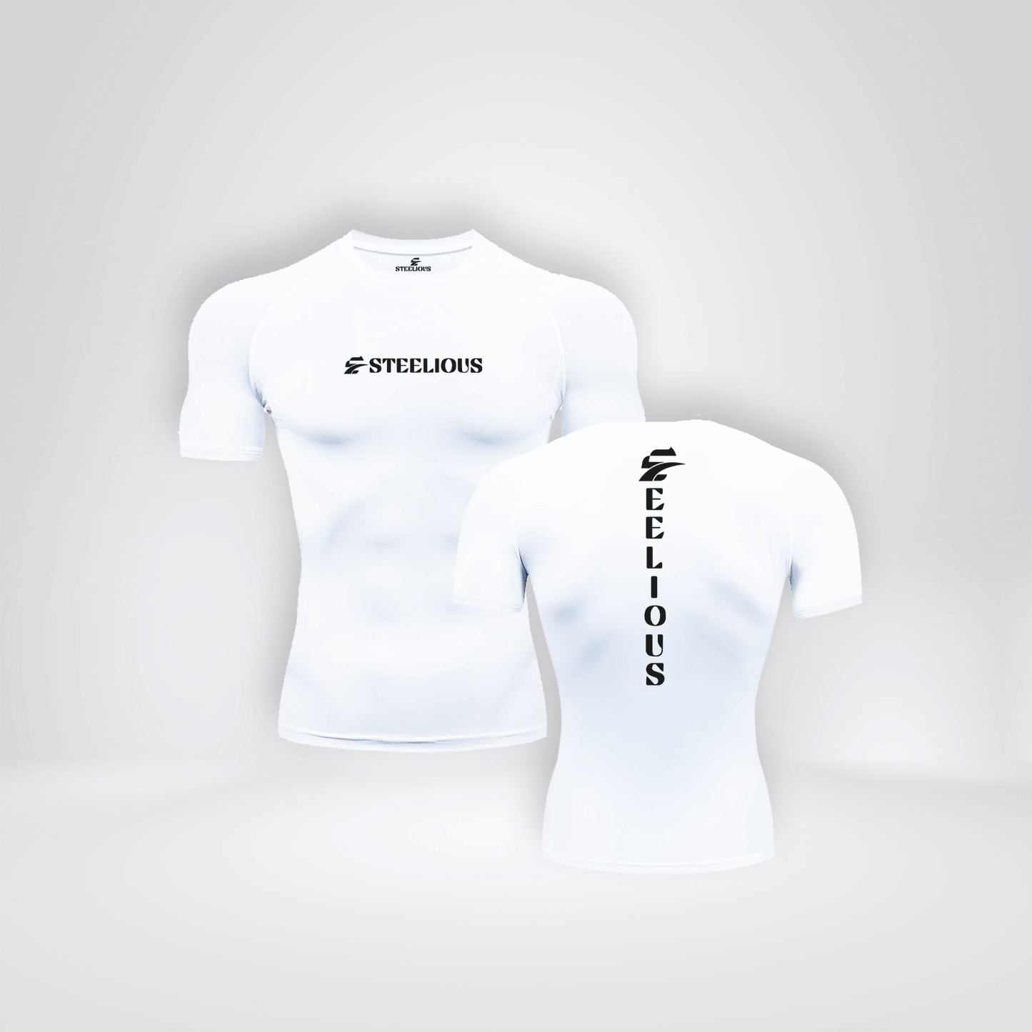 The "STEELIOUS" Short Sleeve White Compression Shirt