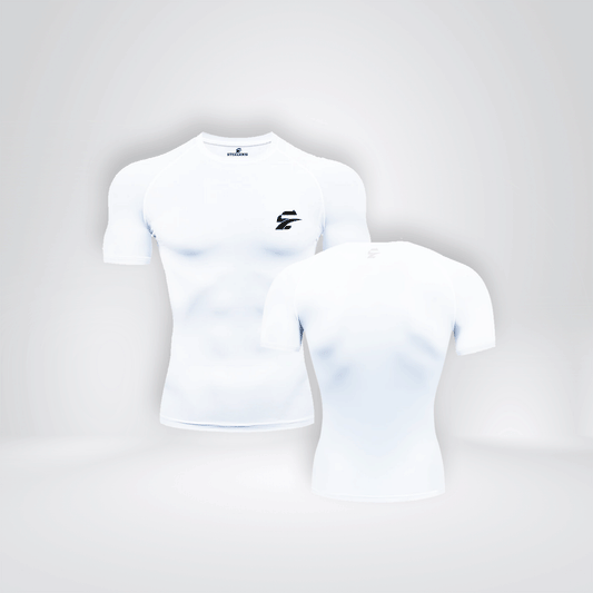 The "STEEILOUS" Short Sleeve white compression shirt