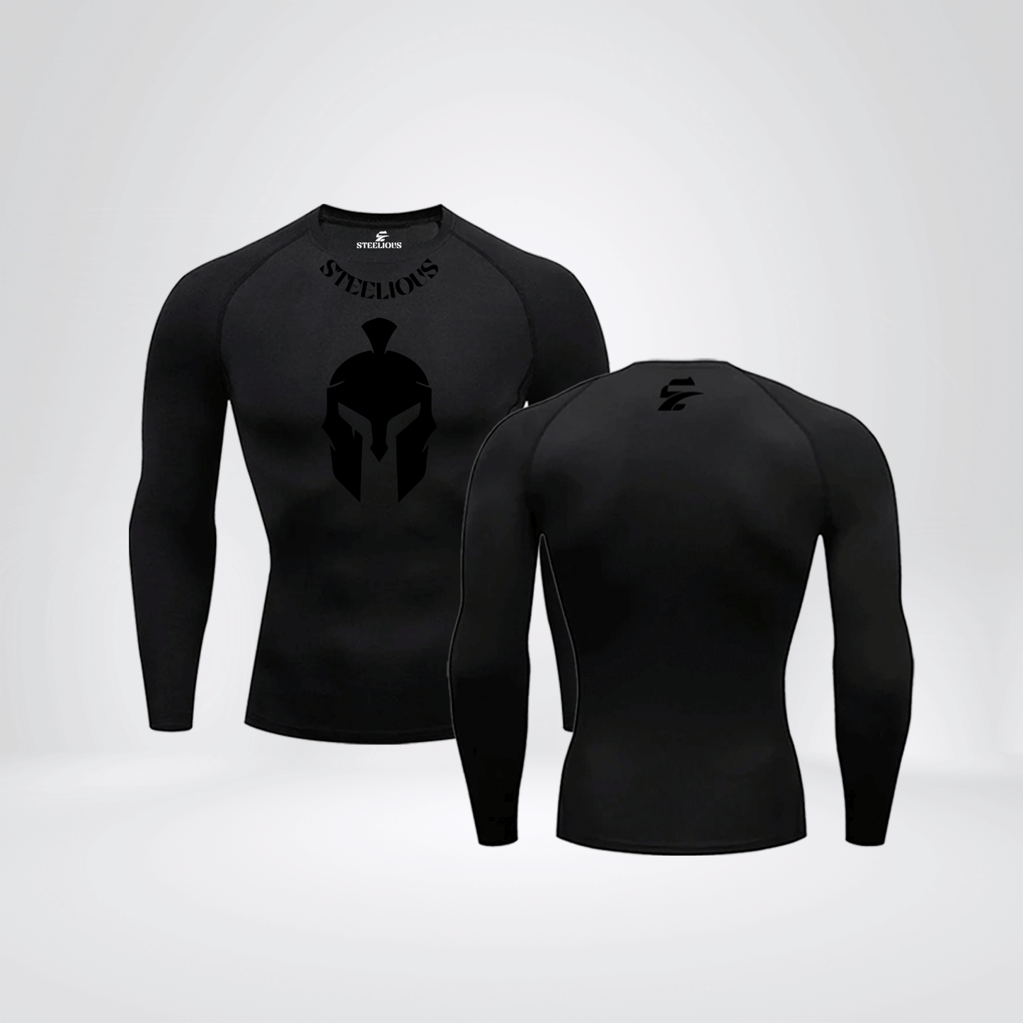 The "BLACK SPARTA" Long Sleeve Black Compression Shirt