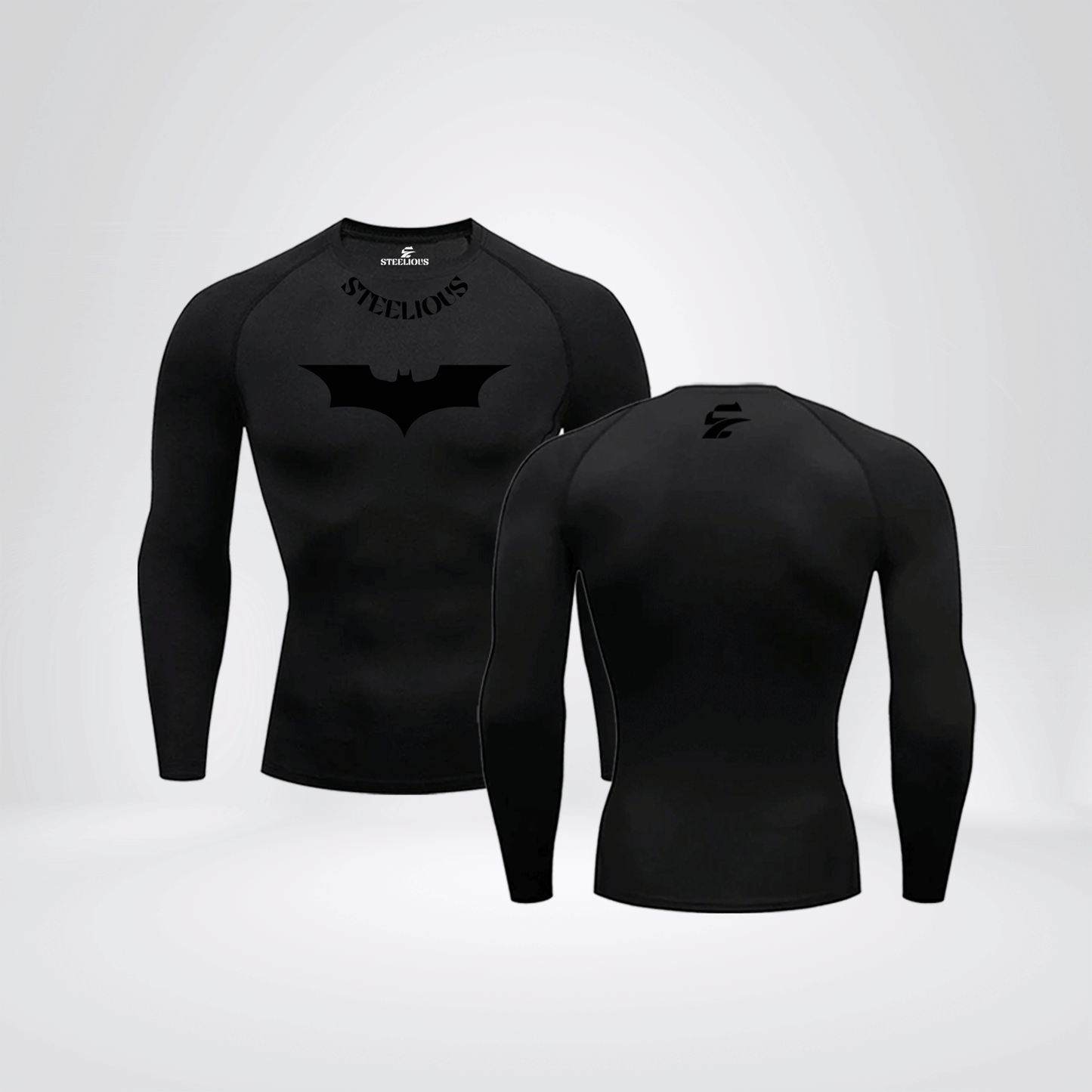 The "BLACK DARK KNIGHT" Long Sleeve Black Compression Shirt