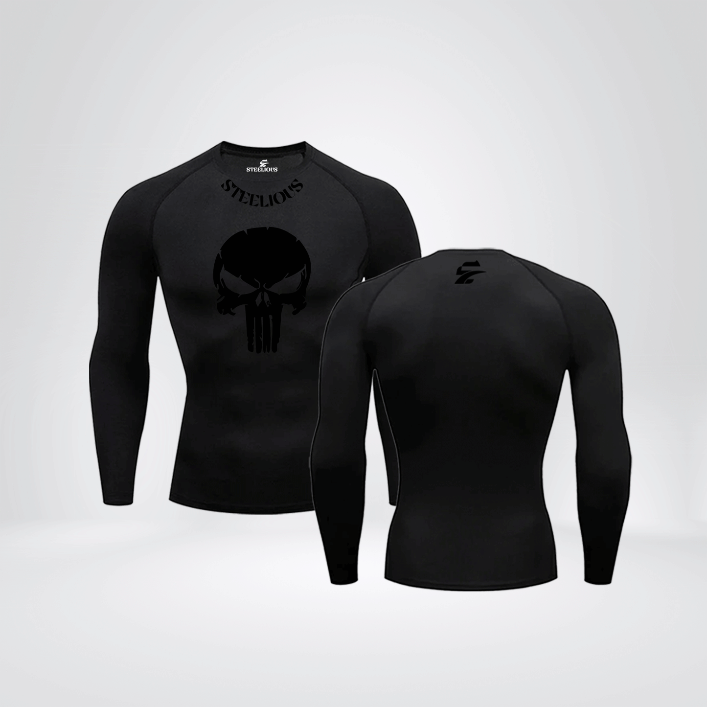 The "BLACK PUNISHER" Long Sleeve Black Compression Shirt