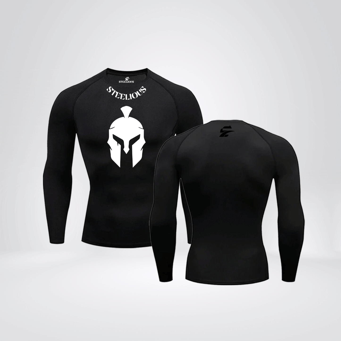 The "WHITE SPARTA" Long Sleeve Black Compression Shirt