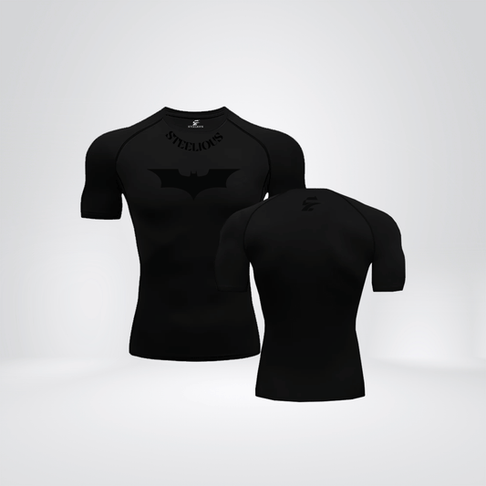 The "BLACK DARK KNIGHT" Short Sleeve Black Compression Shirt