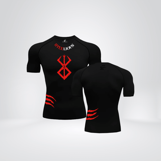 The "RED BURSERK" Short Sleeve Black Compression Shirt