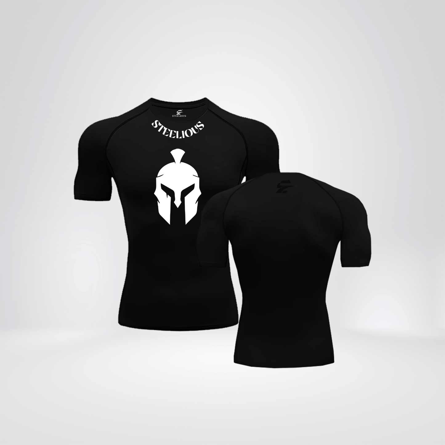 The "WHITE SPARTA" Short Sleeve Black Compression Shirt