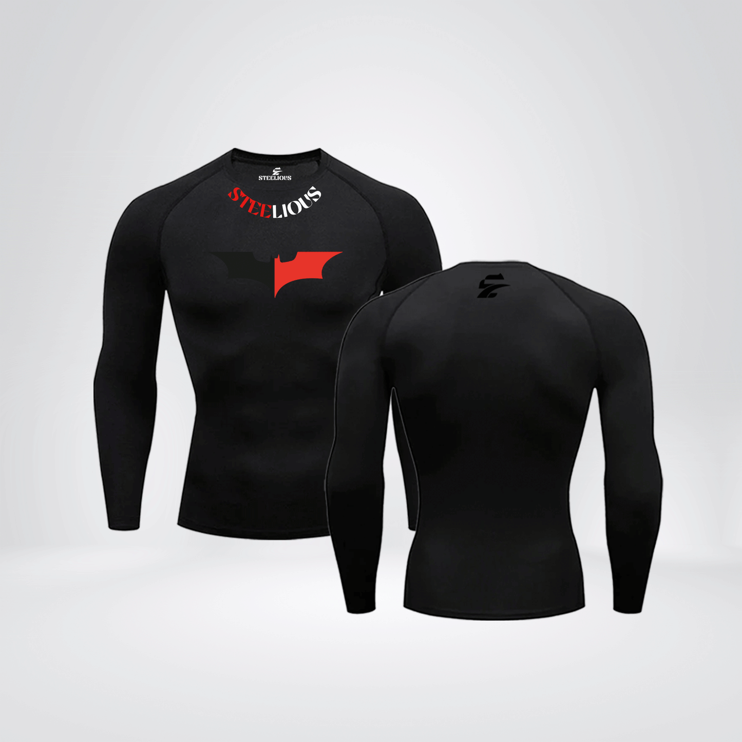 The "RED DARK KNIGHT" Long Sleeve Black Compression Shirt