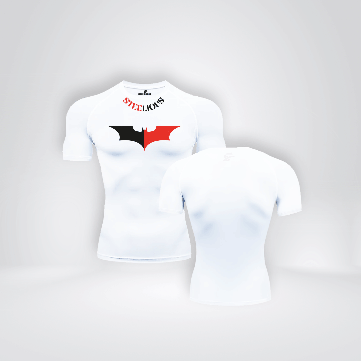 The "RED DARK KNIGHT" Short Sleeve White Compression Shirt