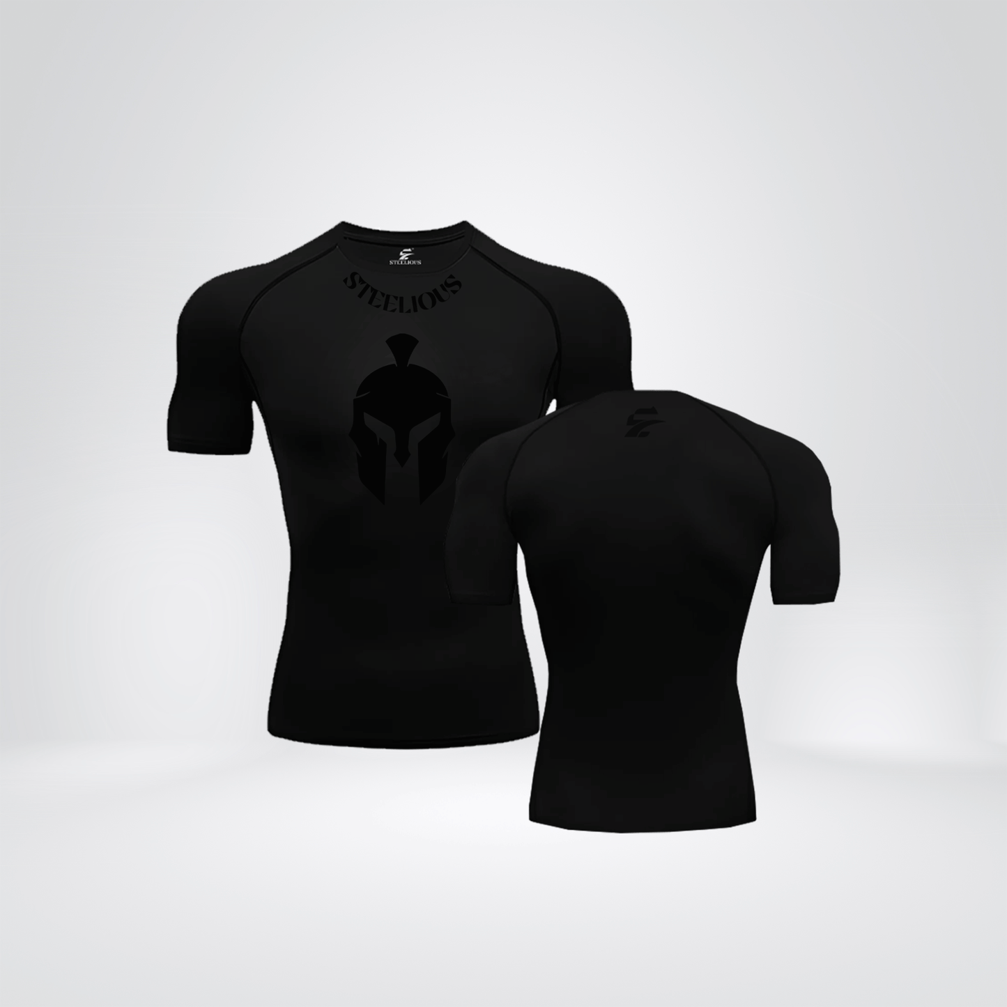 The "BLACK SPARTA" Short Sleeve Black Compression Shirt