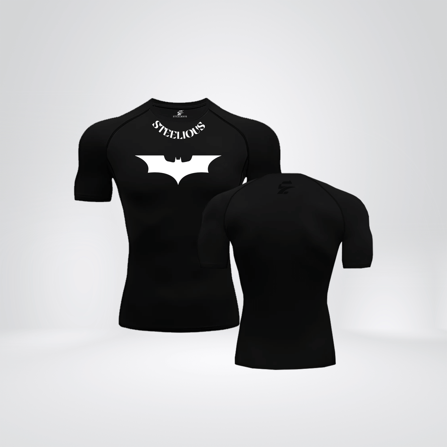 The "WHITE DARK KNIGHT" Short Slave Black Compression Shirt