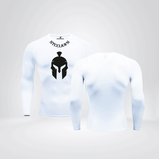 The "Black Sparta" Long Sleeve White Compression Shirt